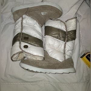 The North Face Thermoball Roll Down Pull On Winter Boots Leather White Women's 7